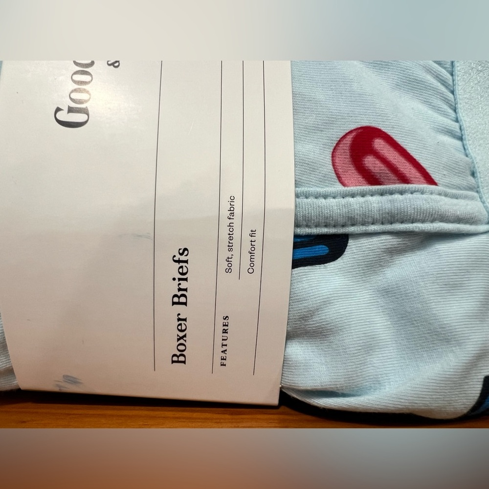 GOODFELLOW & CO NIB Boxer Briefs 2 Pk SZ XL 40/42 Soft Light Blue Popsicles Navy